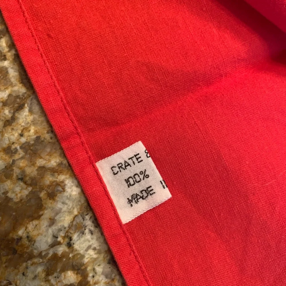 CRATE & BARREL Set of 3 Red Cotton Napkins 18 X 18